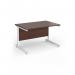 Contract 25 straight desk with white cantilever leg 1200mm x 800mm - walnut top CC12S-WH-W