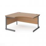 Contract 25 left hand ergonomic desk with graphite cantilever leg 1400mm - beech top