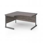 Contract 25 left hand ergonomic desk with graphite cantilever leg 1400mm - grey oak top CC14EL-G-GO