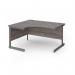 Contract 25 left hand ergonomic desk with graphite cantilever leg 1400mm - grey oak top CC14EL-G-GO