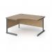 Contract 25 left hand ergonomic desk with graphite cantilever leg 1400mm - kendal oak top CC14EL-G-KO