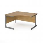 Contract 25 left hand ergonomic desk with graphite cantilever leg 1400mm - oak top CC14EL-G-O