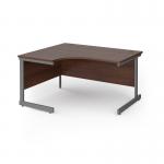Contract 25 left hand ergonomic desk with graphite cantilever leg 1400mm - walnut top CC14EL-G-W