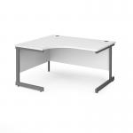 Contract 25 left hand ergonomic desk with graphite cantilever leg 1400mm - white top CC14EL-G-WH