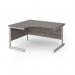 Contract 25 left hand ergonomic desk with silver cantilever leg 1400mm - grey oak top CC14EL-S-GO