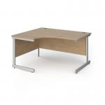 Contract 25 left hand ergonomic desk with silver cantilever leg 1400mm - kendal oak top CC14EL-S-KO