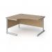 Contract 25 left hand ergonomic desk with silver cantilever leg 1400mm - kendal oak top CC14EL-S-KO