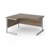 Contract 25 left hand ergonomic desk with silver cantilever leg 1400mm - nebraska oak top CC14EL-S-NO