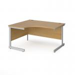 Contract 25 left hand ergonomic desk with silver cantilever leg 1400mm - oak top