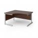 Contract 25 left hand ergonomic desk with silver cantilever leg 1400mm - walnut top CC14EL-S-W