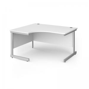 Contract 25 left hand ergonomic desk with silver cantilever leg 1400mm