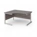 Contract 25 left hand ergonomic desk with white cantilever leg 1400mm - grey oak top CC14EL-WH-GO
