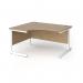 Contract 25 left hand ergonomic desk with white cantilever leg 1400mm - kendal oak top CC14EL-WH-KO