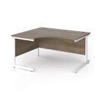Contract 25 left hand ergonomic desk with white cantilever leg 1400mm - nebraska oak top CC14EL-WH-NO