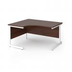 Contract 25 left hand ergonomic desk with white cantilever leg 1400mm - walnut top CC14EL-WH-W
