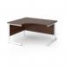 Contract 25 left hand ergonomic desk with white cantilever leg 1400mm - walnut top CC14EL-WH-W
