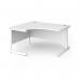 Contract 25 left hand ergonomic desk with white cantilever leg 1400mm - white top CC14EL-WH-WH
