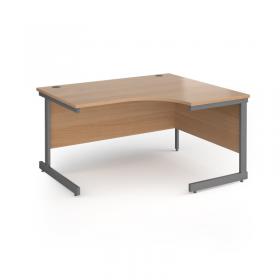 Contract 25 right hand ergonomic desk with graphite cantilever leg 1400mm - beech top CC14ER-G-B