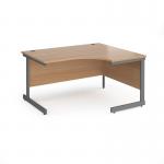 Contract 25 right hand ergonomic desk with graphite cantilever leg 1400mm - beech top CC14ER-G-B