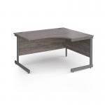 Contract 25 right hand ergonomic desk with graphite cantilever leg 1400mm - grey oak top CC14ER-G-GO