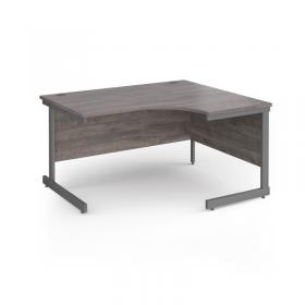 Contract 25 right hand ergonomic desk with graphite cantilever leg 1400mm - grey oak top CC14ER-G-GO