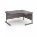 Contract 25 right hand ergonomic desk with graphite cantilever leg 1400mm - grey oak top CC14ER-G-GO