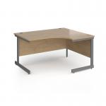 Contract 25 right hand ergonomic desk with graphite cantilever leg 1400mm - kendal oak top CC14ER-G-KO