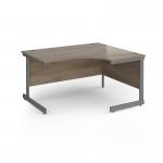 Contract 25 right hand ergonomic desk with graphite cantilever leg 1400mm - nebraska oak top CC14ER-G-NO