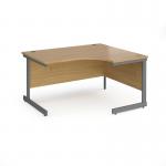 Contract 25 right hand ergonomic desk with graphite cantilever leg 1400mm - oak top CC14ER-G-O
