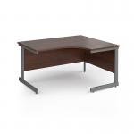 Contract 25 right hand ergonomic desk with graphite cantilever leg 1400mm - walnut top CC14ER-G-W