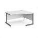 Contract 25 right hand ergonomic desk with graphite cantilever leg 1400mm - white top CC14ER-G-WH