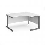 Contract 25 right hand ergonomic desk with graphite cantilever leg 1400mm - white top CC14ER-G-WH