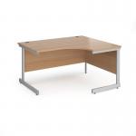 Contract 25 right hand ergonomic desk with silver cantilever leg 1400mm - beech top CC14ER-S-B