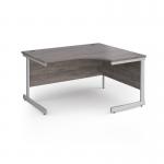 Contract 25 right hand ergonomic desk with silver cantilever leg 1400mm - grey oak top CC14ER-S-GO