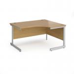 Contract 25 right hand ergonomic desk with silver cantilever leg 1400mm - oak top CC14ER-S-O