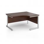 Contract 25 right hand ergonomic desk with silver cantilever leg 1400mm - walnut top CC14ER-S-W