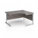 Contract 25 right hand ergonomic desk with white cantilever leg 1400mm - grey oak top CC14ER-WH-GO