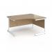 Contract 25 right hand ergonomic desk with white cantilever leg 1400mm - kendal oak top CC14ER-WH-KO