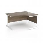 Contract 25 right hand ergonomic desk with white cantilever leg 1400mm - nebraska oak top CC14ER-WH-NO
