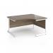 Contract 25 right hand ergonomic desk with white cantilever leg 1400mm - nebraska oak top CC14ER-WH-NO