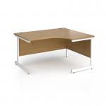 Contract 25 right hand ergonomic desk with white cantilever leg 1400mm - oak top CC14ER-WH-O