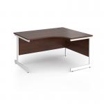 Contract 25 right hand ergonomic desk with white cantilever leg 1400mm - walnut top CC14ER-WH-W
