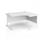 Contract 25 right hand ergonomic desk with white cantilever leg 1400mm - white top CC14ER-WH-WH