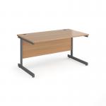 Contract 25 straight desk with graphite cantilever leg 1400mm x 800mm - beech top CC14S-G-B