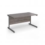 Contract 25 straight desk with graphite cantilever leg 1400mm x 800mm - grey oak top CC14S-G-GO