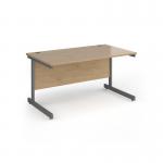 Contract 25 straight desk with graphite cantilever leg 1400mm x 800mm - kendal oak top CC14S-G-KO
