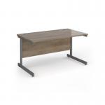 Contract 25 straight desk with graphite cantilever leg 1400mm x 800mm - nebraska oak top CC14S-G-NO