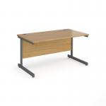 Contract 25 straight desk with graphite cantilever leg 1400mm x 800mm - oak top