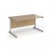 Contract 25 straight desk with silver cantilever leg 1400mm x 800mm - kendal oak top CC14S-S-KO