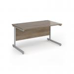 Contract 25 straight desk with silver cantilever leg 1400mm x 800mm - nebraska oak top CC14S-S-NO